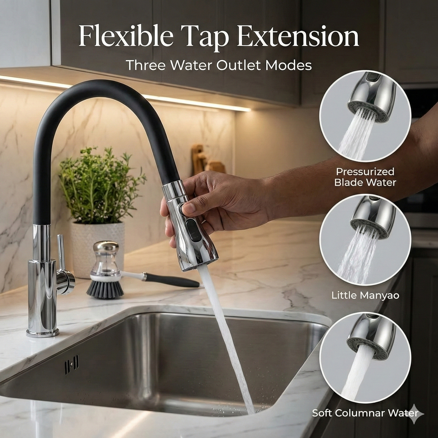 Flexible Tap Extension | Rotate, Rinse & Save Water | Easy Fit for Any Sink